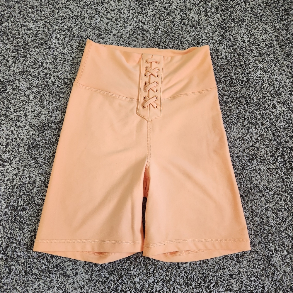 WeWoreWhat Orange Lace-up Bike Shorts Size S